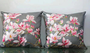 Chinese 100% hand embroidered Su Embroidery silk pillow covers flower phenix butterfly 1piece