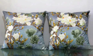 Chinese 100% hand embroidered Su Embroidery silk pillow covers flower phenix butterfly 1piece