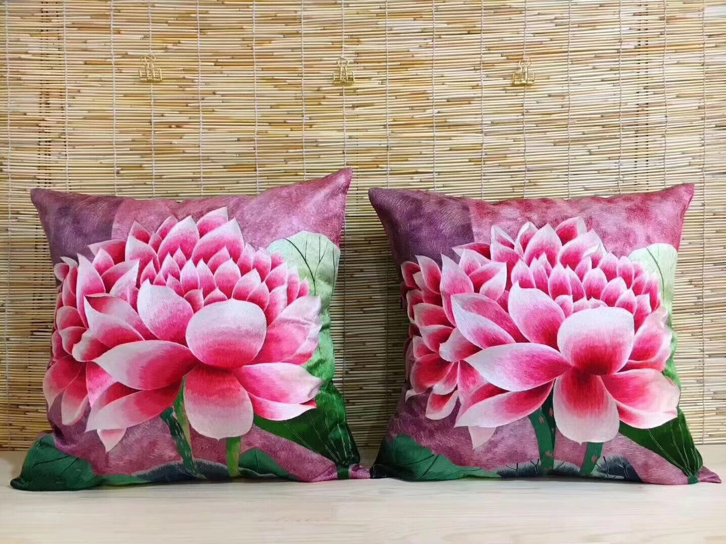 Chinese 100% hand embroidered Su Embroidery silk pillow covers flower phenix butterfly 1piece