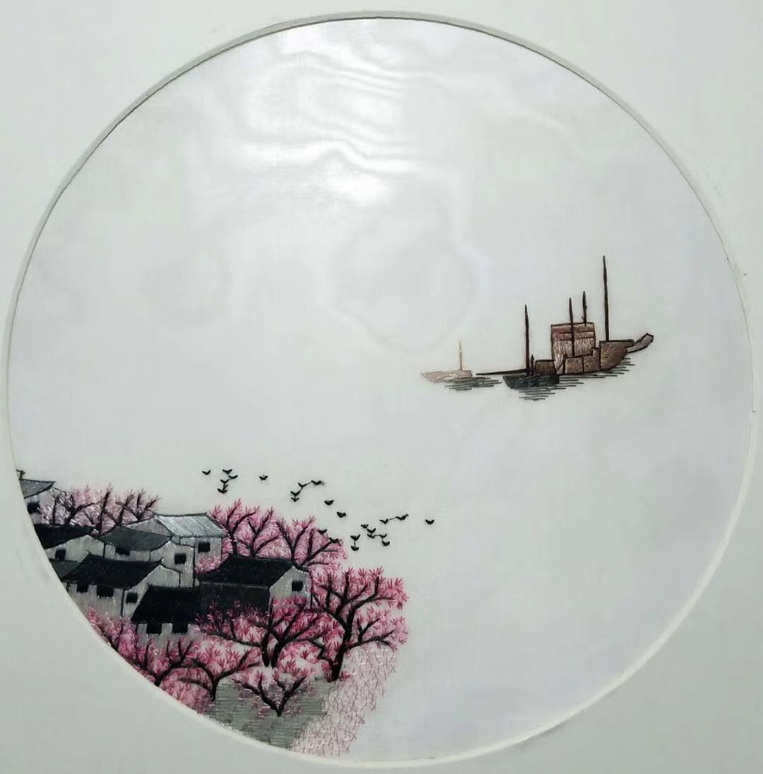 Hand su embroidery:lady flowers birds animals landscapes still life (two-sided reversible ) 20cm