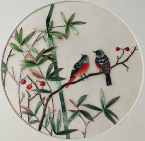 Hand su embroidery:lady flowers birds animals landscapes still life (two-sided reversible ) 20cm