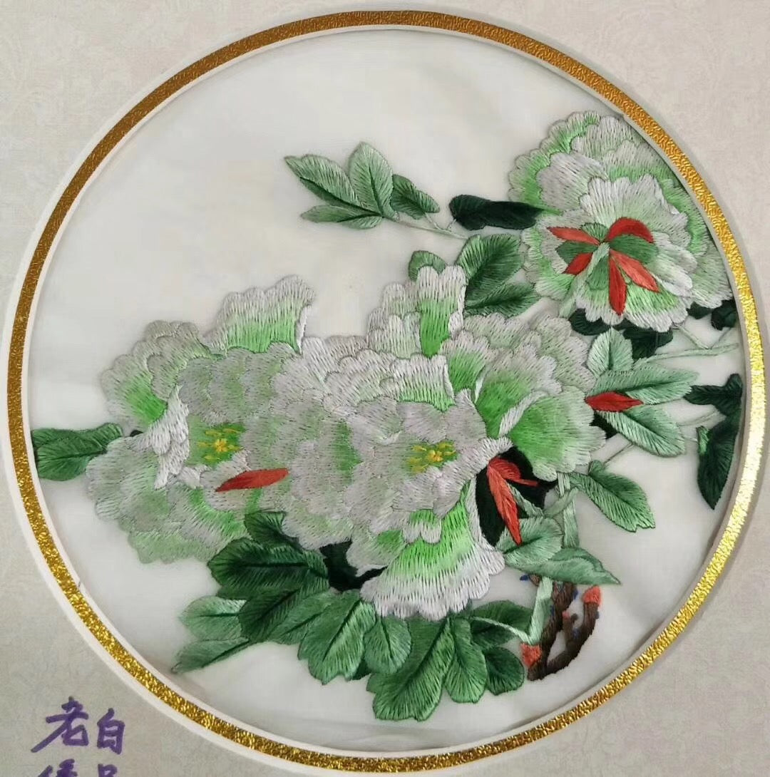 Hand su embroidery:lady flowers birds animals landscapes still life (two-sided reversible ) 20cm