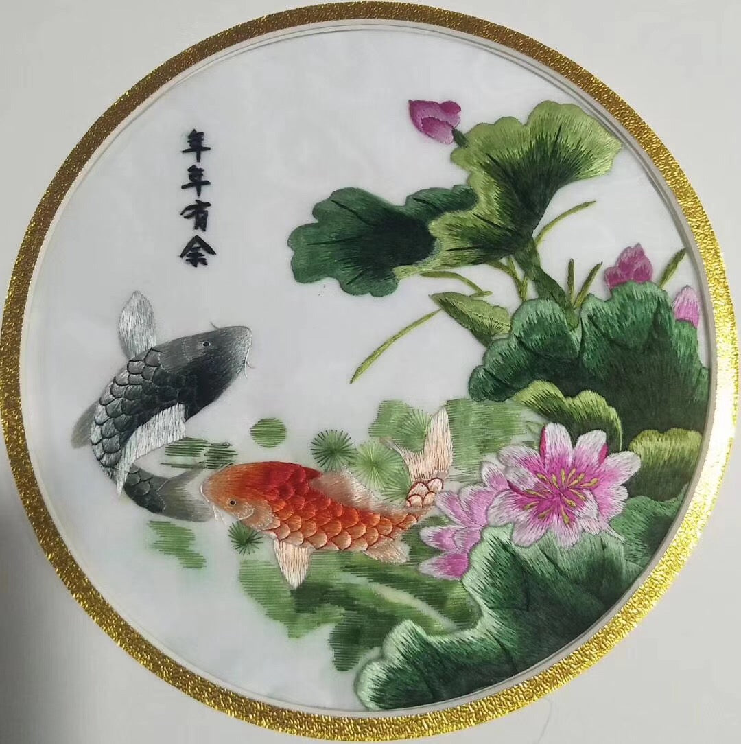 Hand su embroidery:lady flowers birds animals landscapes still life (two-sided reversible ) 20cm