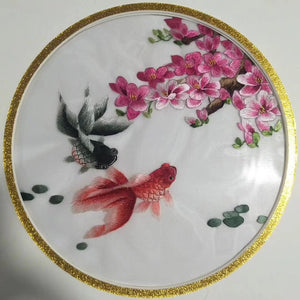 Hand su embroidery:lady flowers birds animals landscapes still life (two-sided reversible ) 20cm