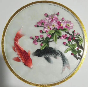 Hand su embroidery:lady flowers birds animals landscapes still life (two-sided reversible ) 20cm