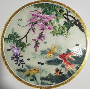 Hand su embroidery:lady flowers birds animals landscapes still life (two-sided reversible ) 20cm