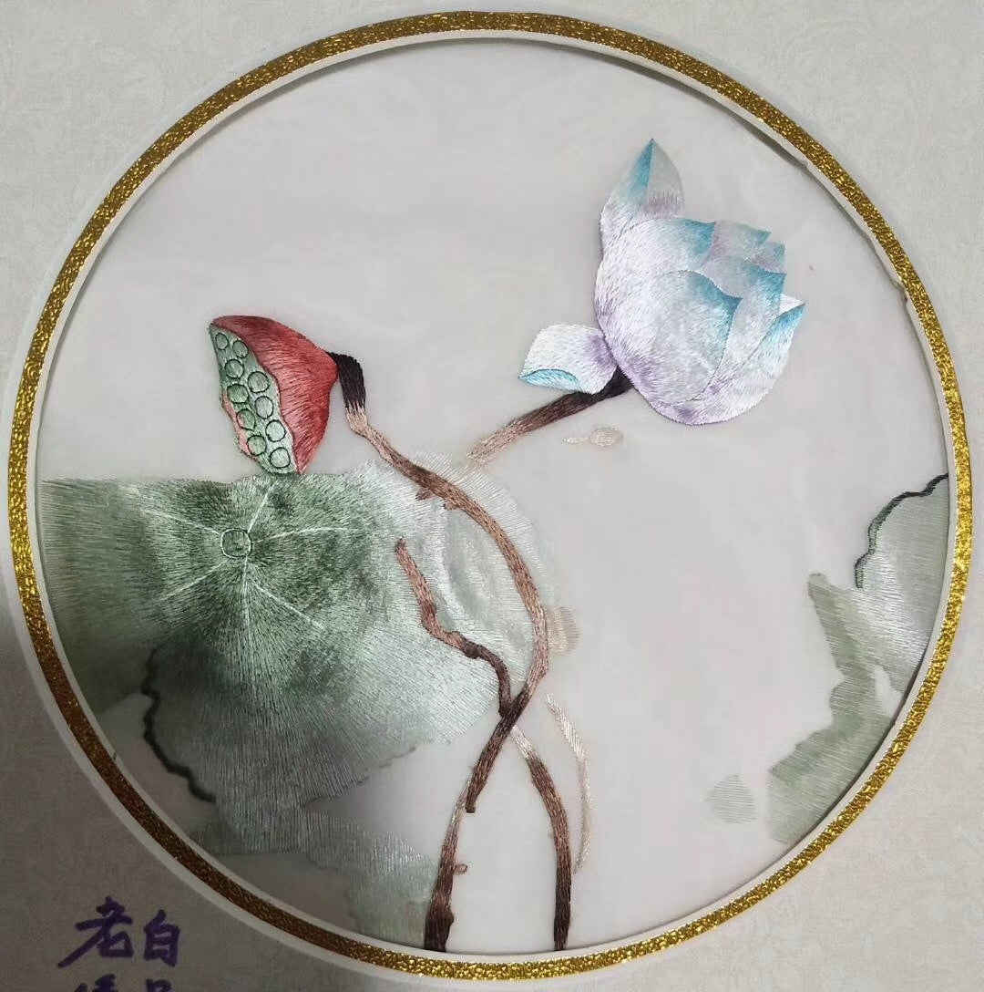 Hand su embroidery:lady flowers birds animals landscapes still life (two-sided reversible ) 20cm