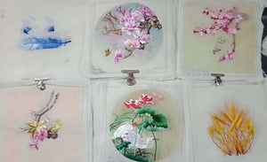 Hand su embroidery:flowers birds animals landscapes still life (two-sided reversible ) 20cm 3918