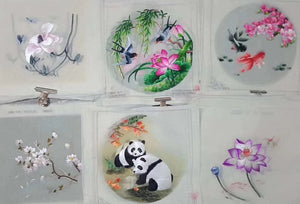 Hand su embroidery:flowers birds animals landscapes still life (two-sided reversible ) 20cm 3918