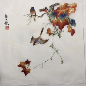 Delicate Hand Su Embroidery Silk Art:peacocks flower bird tulip lotus 35cm 2918