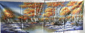 Hand Embroidered Su Embroidery silk Art:birch tree maple mountain fall 160cm 2918