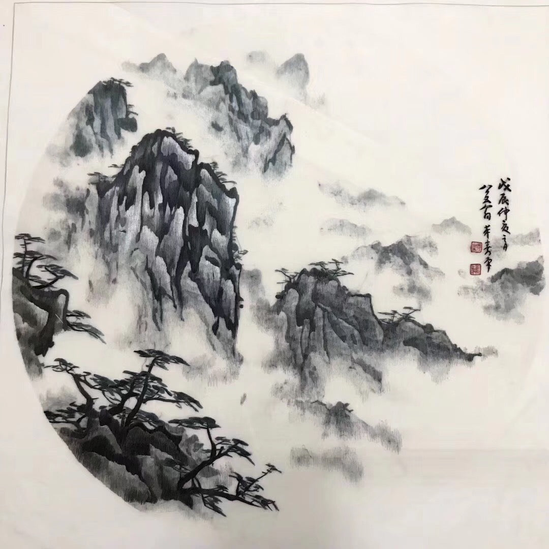 Delicate Hand embroidered Suzhou Embroidery Art:chinese mountains landscape 50cm 2918