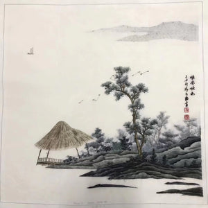 Delicate Hand embroidered Suzhou Embroidery Art:chinese mountains landscape 50cm 2918