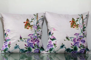 Chinese 100% hand embroidered Su Embroidery silk pillow covers flower phenix butterfly 1piece