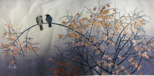 Delicate Hand Suzhou Embroidery Art:birds branch peony bamboo
