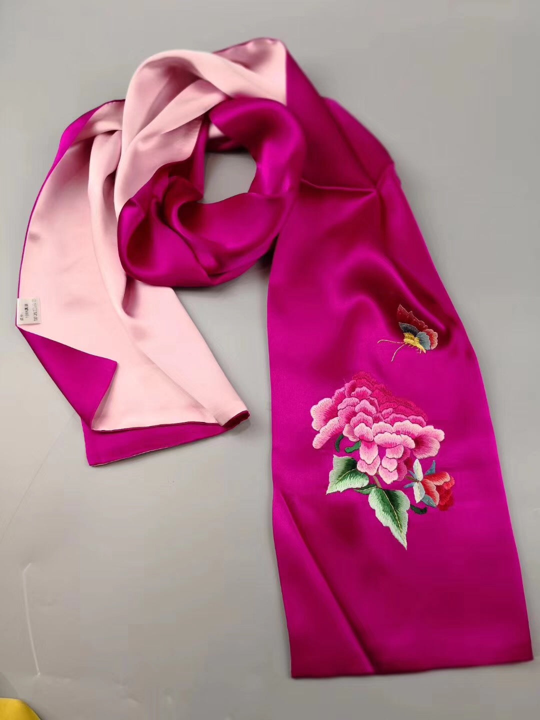 Fashion Hand embroideried pure mulberry silk Su Embroidery long scarf 1piece