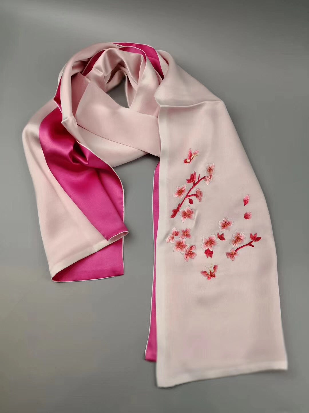 Fashion Hand embroideried pure mulberry silk Su Embroidery long scarf 1piece