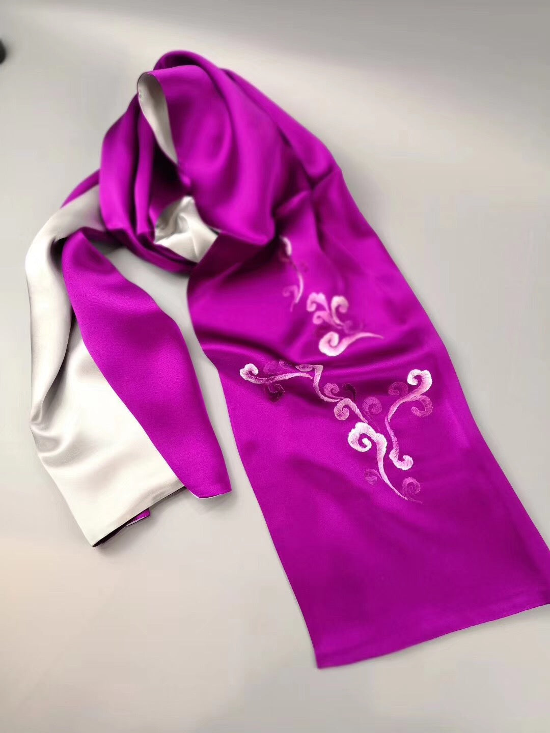 Fashion Hand embroideried pure mulberry silk Su Embroidery long scarf 1piece