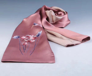 Fashion Hand embroideried pure mulberry silk Su Embroidery long scarf 1piece