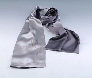 Fashion Hand embroideried pure mulberry silk Su Embroidery long scarf 1piece