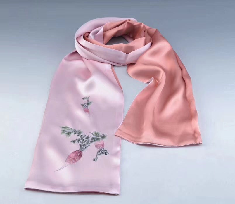 Fashion Hand embroideried pure mulberry silk Su Embroidery long scarf 1piece