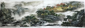 100% Hand Embroidered Silk Suzhou Embroidery Art:horse mountains 130cm 3918