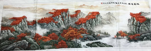 100% Hand Embroidered Silk Suzhou Embroidery Art:horse mountains 130cm 3918