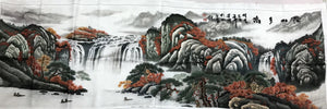 100% Hand Embroidered Silk Suzhou Embroidery Art:horse mountains 130cm 3918