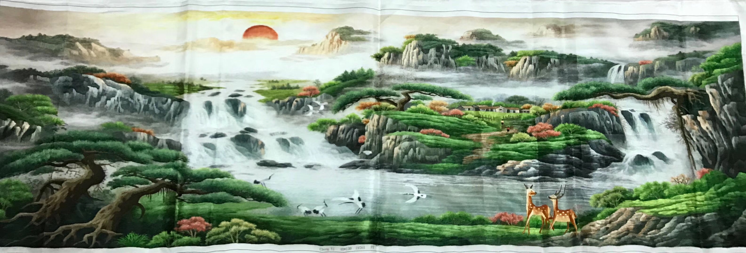 100% Hand Embroidered Silk Suzhou Embroidery Art:horse mountains 130cm 3918