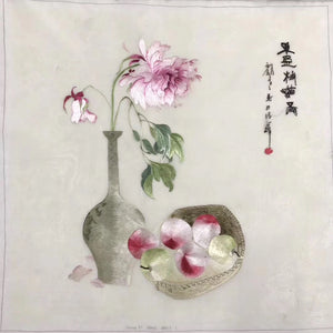 Delicate Hand Suzhou Embroidery Silk Art:flower vase flower still life tree 50cm 3918