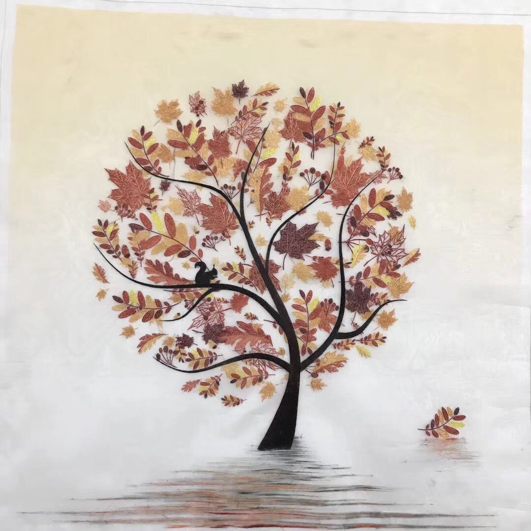 Delicate Hand Suzhou Embroidery Silk Art:flower vase flower still life tree 50cm 3918