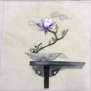 Delicate Hand Suzhou Embroidery Silk Art:flower vase flower still life tree 50cm 3918