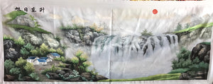 Big Hand Su Embroidery Art:Great Wall trees mountain waterfall landscape 160cm