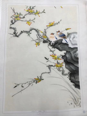 Delicate Hand Su Embroidery Art:flowr birds on tree branch still life 60cm 2918