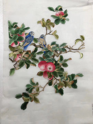 Delicate Hand Su Embroidery Art:flowr birds on tree branch still life 60cm 2918