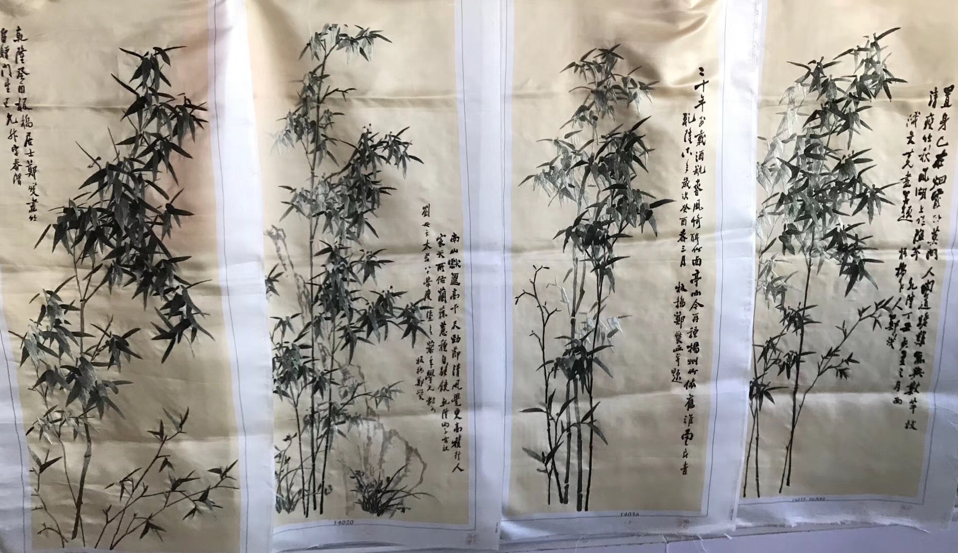 Hand Su Embroidery 4screens(1set) Art:plum orchis bamboo chrysanthemum 80cm