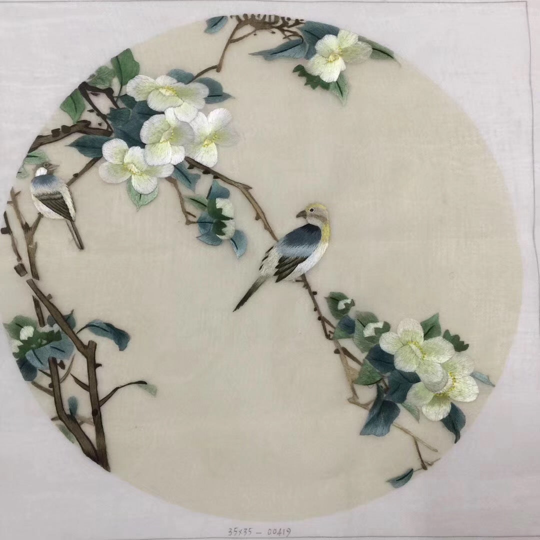 Delicate Hand embroidered Su Embroidery Silk Art:flower bird lotus still life 35cm 3918