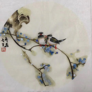 Delicate Hand embroidered Su Embroidery Silk Art:flower bird lotus still life 35cm 3918