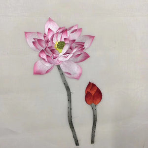 Delicate Hand embroidered Su Embroidery Silk Art:flower bird lotus still life 35cm 3918