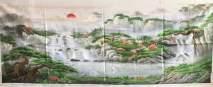 Hand Su Embroidery Art:Great Wall pandas trees mountain landscape 160cm