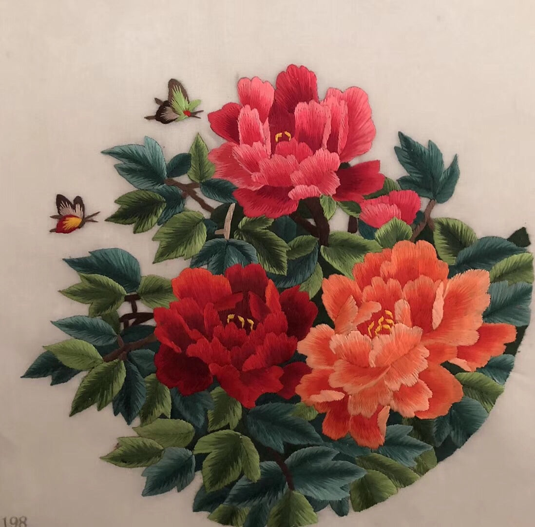 double su embroidery peony butterfly 