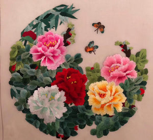 double su embroidery peony butterfly