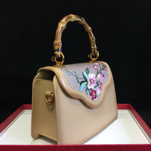 hand su embroidery cowhide bag handbag