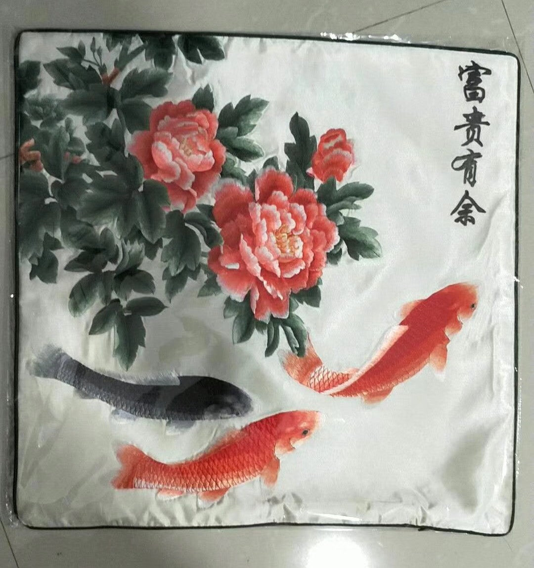 Chinese Imitation Su Embroidery silk pillow covers flower 1piece