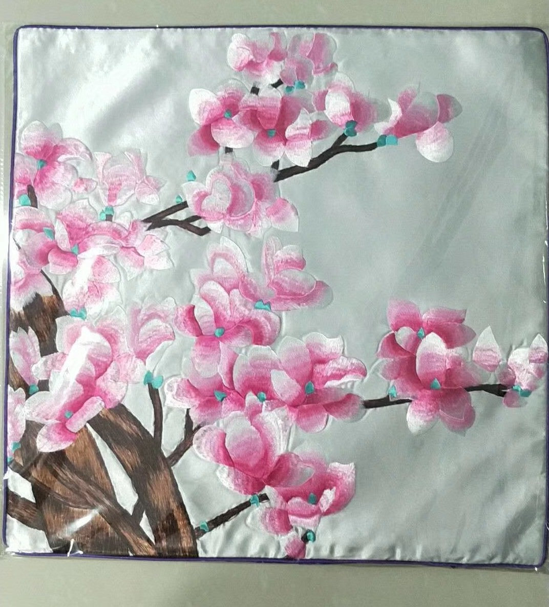 Chinese Imitation Su Embroidery silk pillow covers flower 1piece